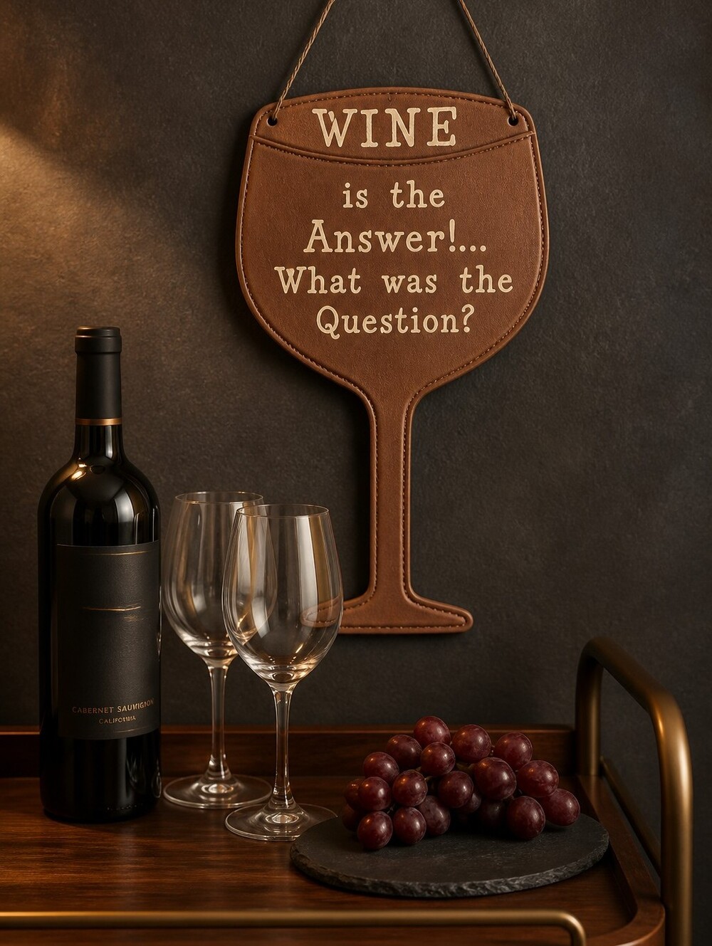 Brown Wine Glass Wall Hanging